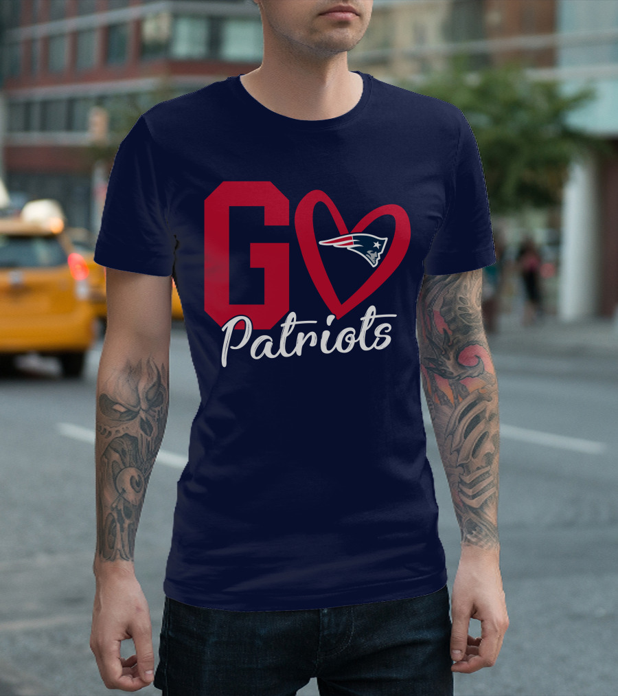 Go Patriots New England Patriots Logo Heart T-Shirt