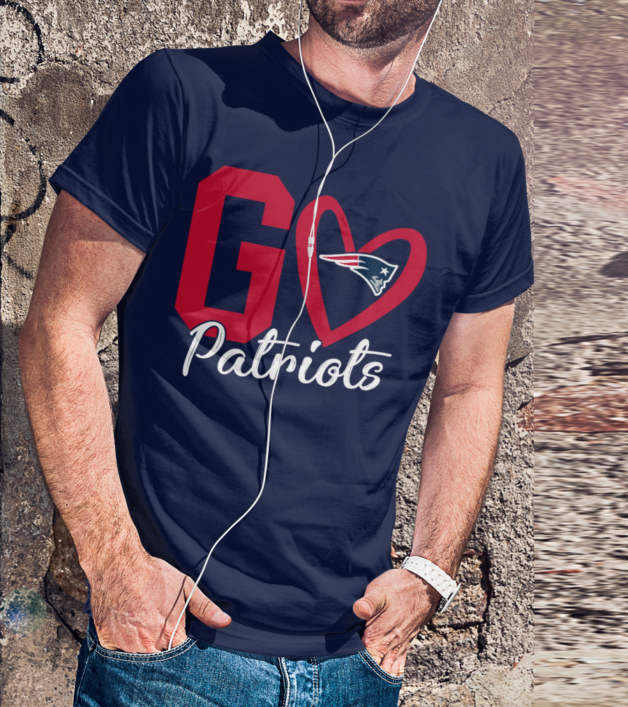 Go Patriots New England Patriots Logo Heart T-Shirt