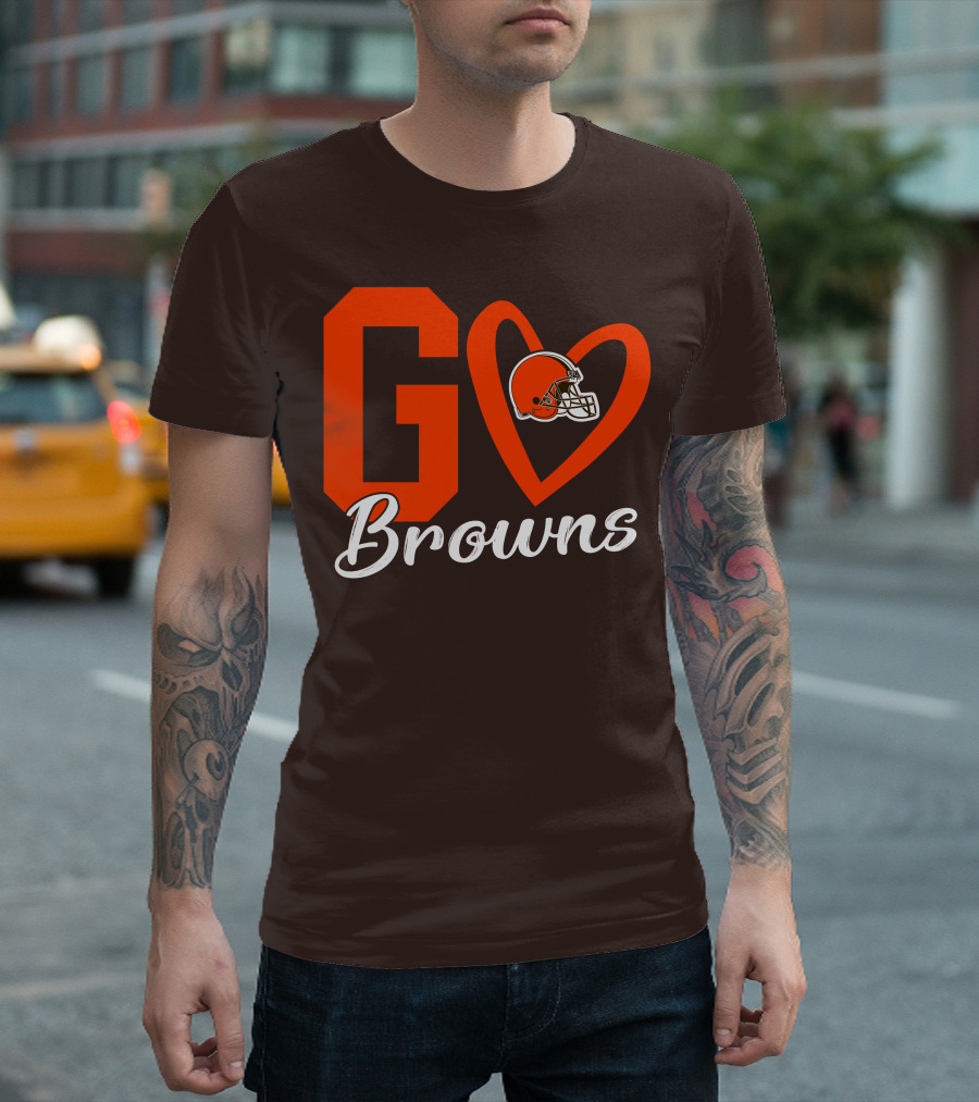 GO Heart Browns Football Helmet T-Shirt