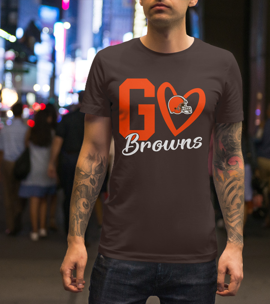 GO Heart Browns Football Helmet T-Shirt