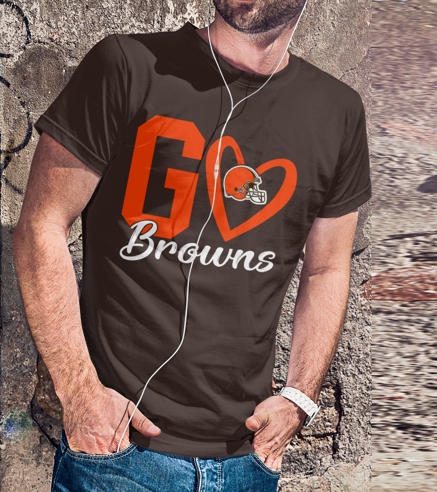 GO Heart Browns Football Helmet T-Shirt