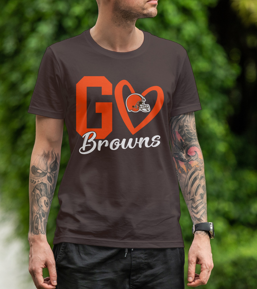 GO Heart Browns Football Helmet T-Shirt