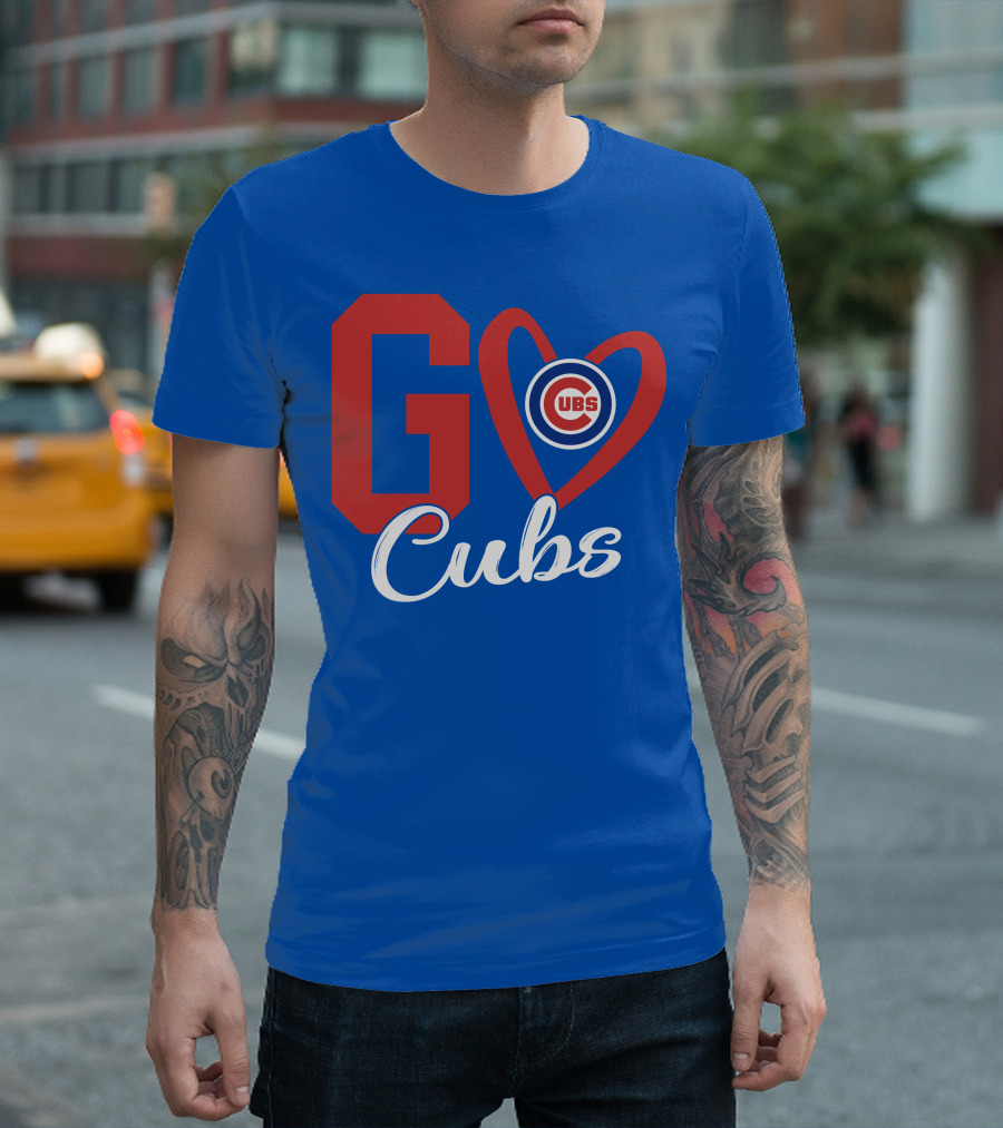 Go Cubs Love Heart with Chicago Cubs T-Shirt