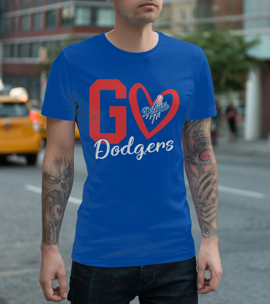 Go Dodgers Heart Logo Baseball Dodgers T-Shirt