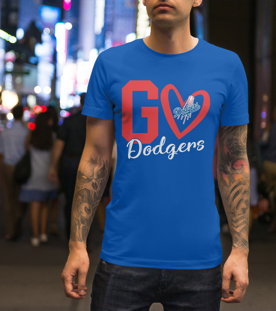 Go Dodgers Heart Logo Baseball Dodgers T-Shirt