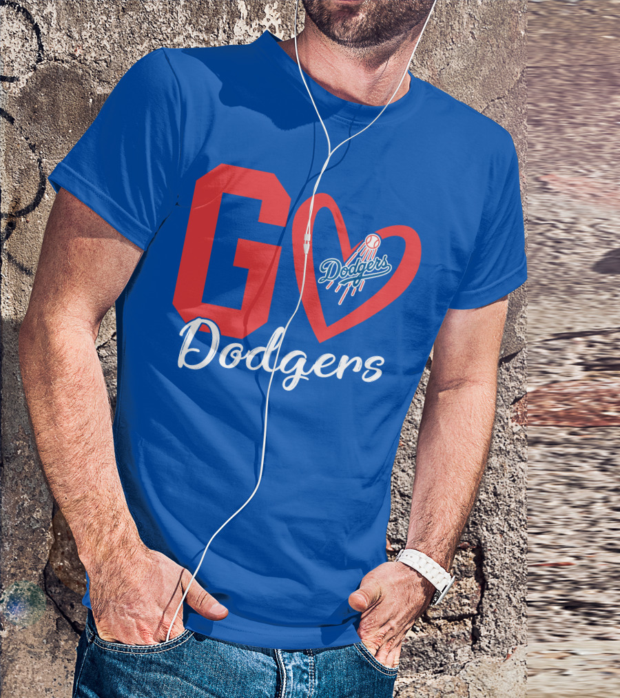 Go Dodgers Heart Logo Baseball Dodgers T-Shirt