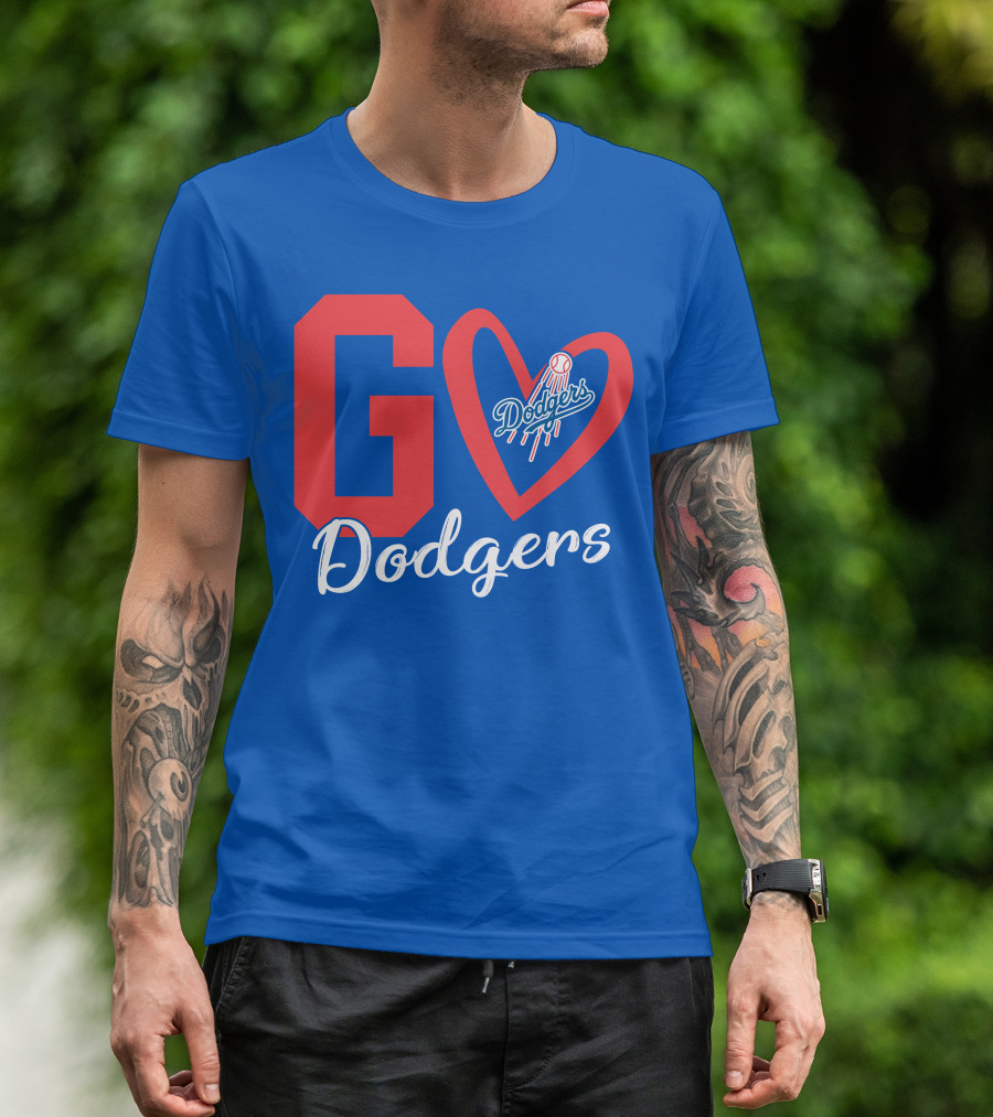 Go Dodgers Heart Logo Baseball Dodgers T-Shirt