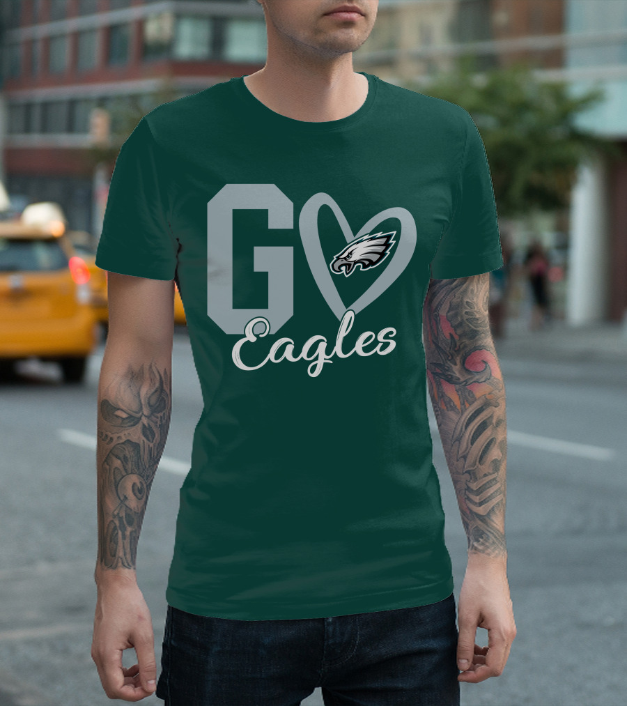 Go Eagles Philadelphia Eagles Logo Heart T-Shirt