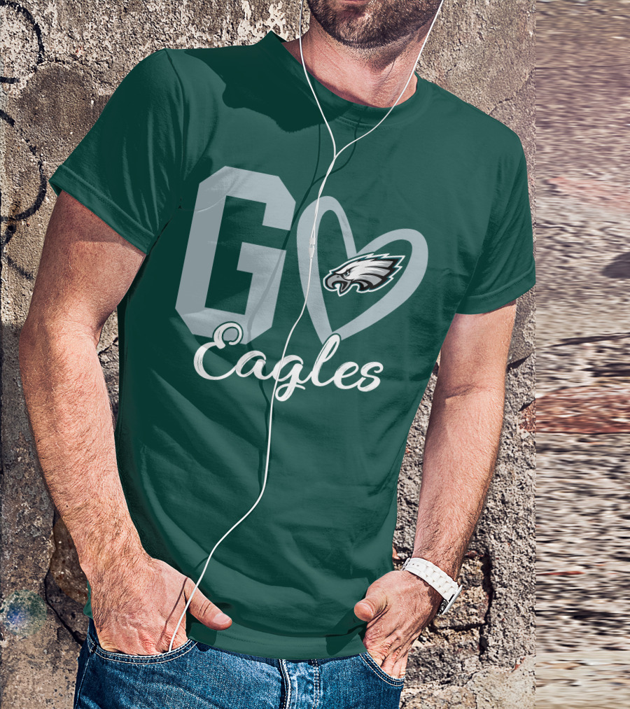 Go Eagles Philadelphia Eagles Logo Heart T-Shirt