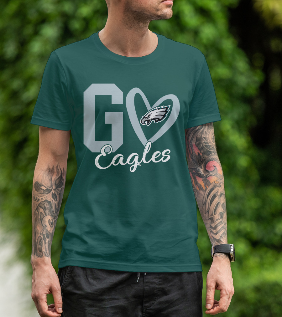 Go Eagles Philadelphia Eagles Logo Heart T-Shirt