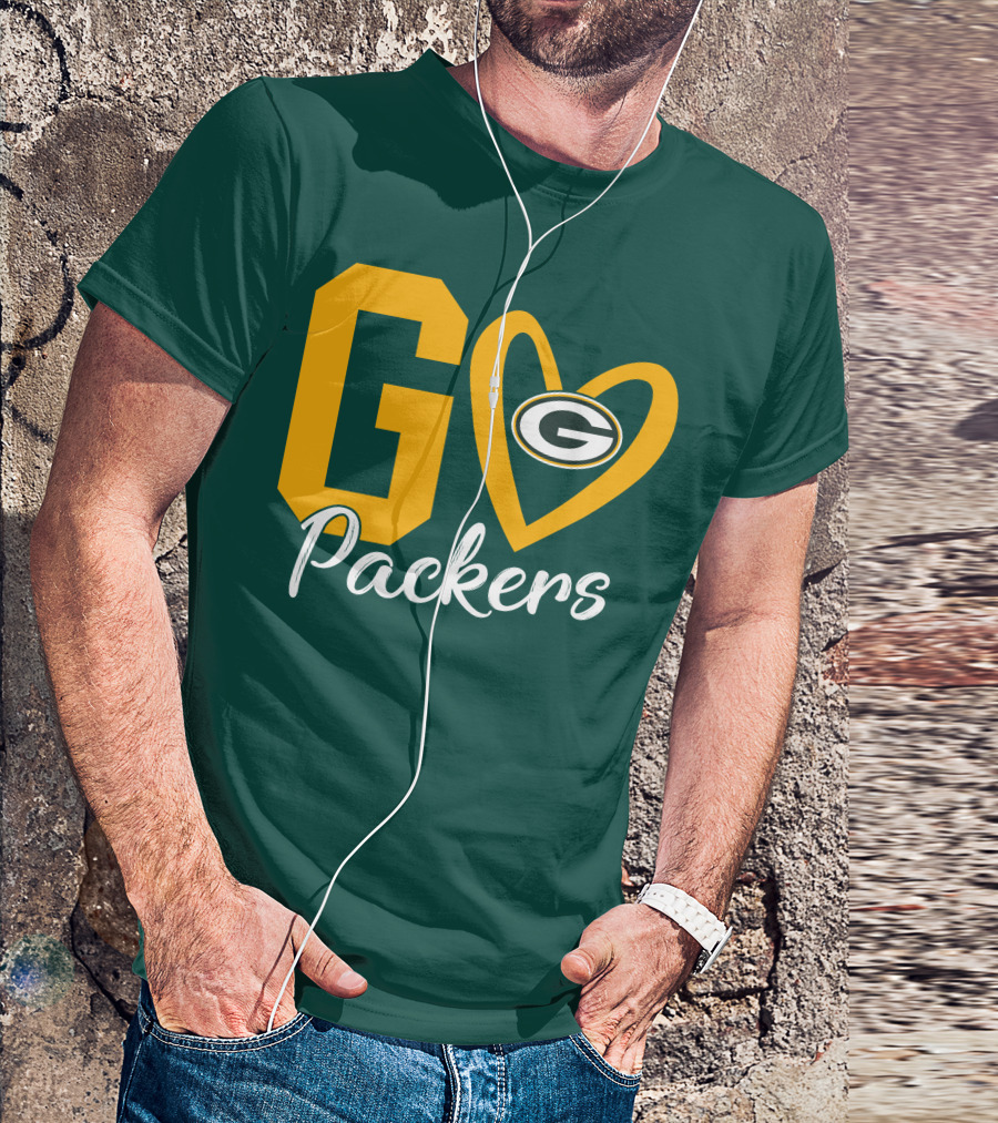Go Packers Heart Logo Green Bay Enthusiasm T-Shirt