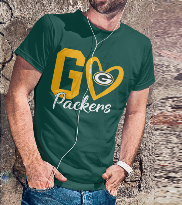 Go Packers Heart Logo Green Bay Enthusiasm T-Shirt