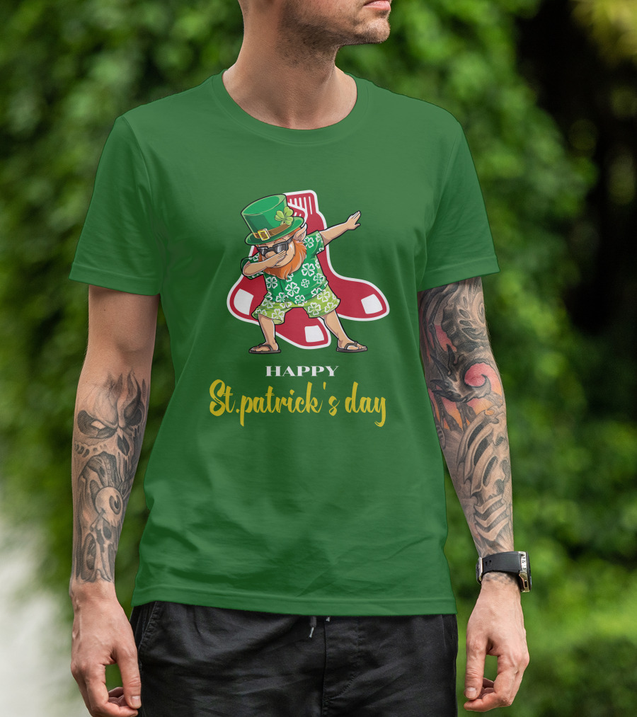 Happy St. Patrick's Day Boston Red Sox Dabbing Leprechaun T-Shirt