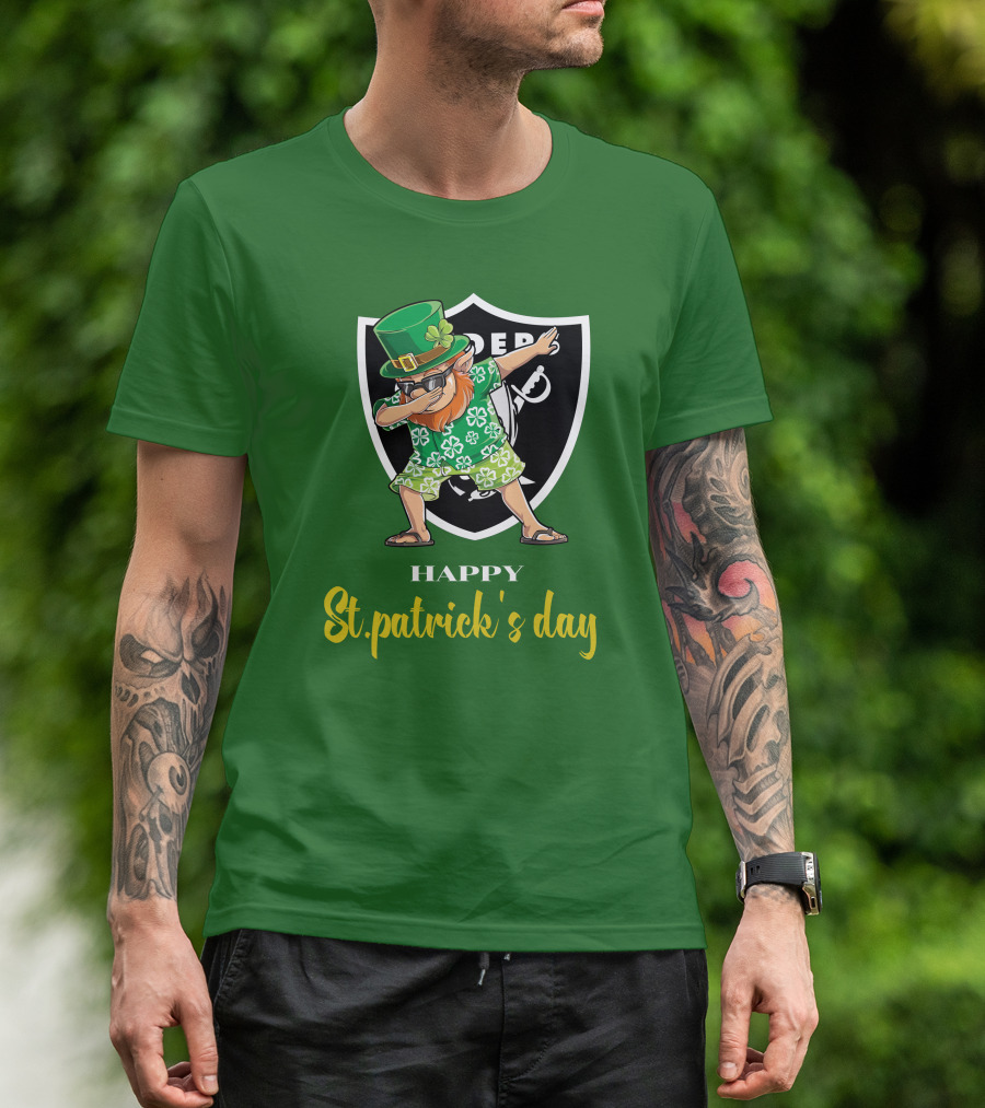 Las Vegas Raiders Happy St Patrick's Day Dabbing Leprechaun T-Shirt