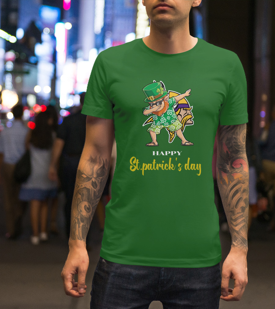 Happy St. Patrick's Day Dabbing Leprechaun Minnesota Vikings T-Shirt