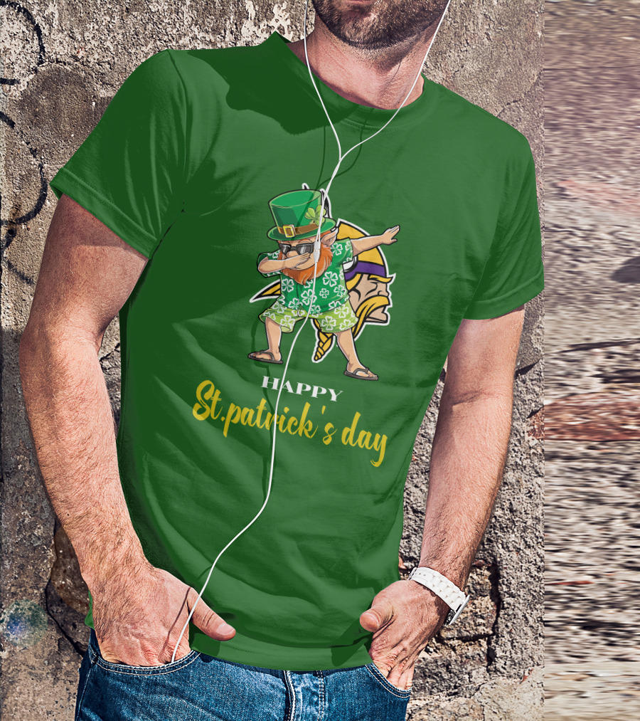 Happy St. Patrick's Day Dabbing Leprechaun Minnesota Vikings T-Shirt