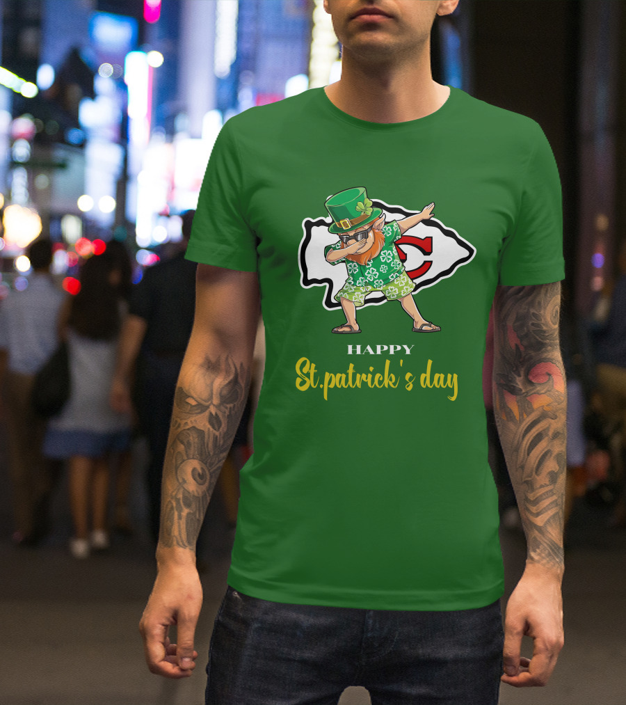 Happy St. Patrick's Day Kansas City Chiefs Dabbing Leprechaun T-Shirt