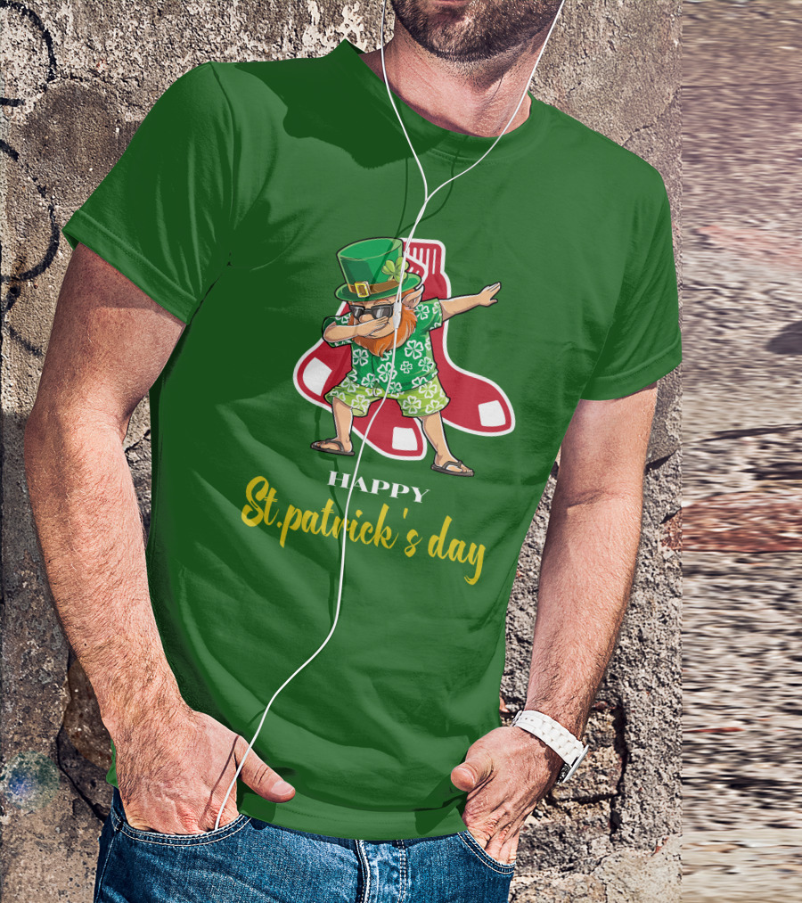Happy St. Patrick's Day Boston Red Sox Dabbing Leprechaun T-Shirt