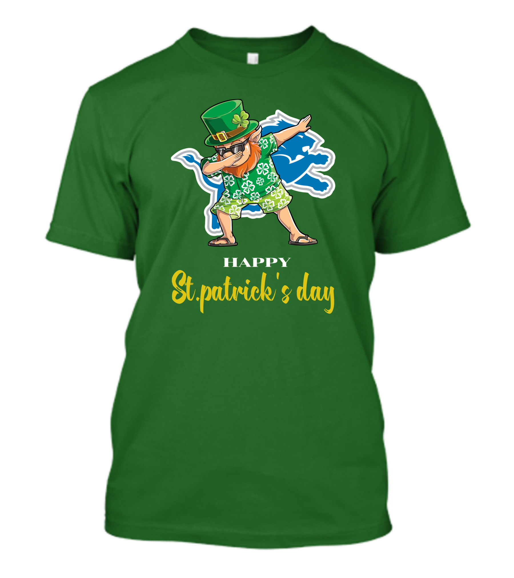 Happy St. Patrick's Day Dabbing Leprechaun Detroit Lions T-Shirt