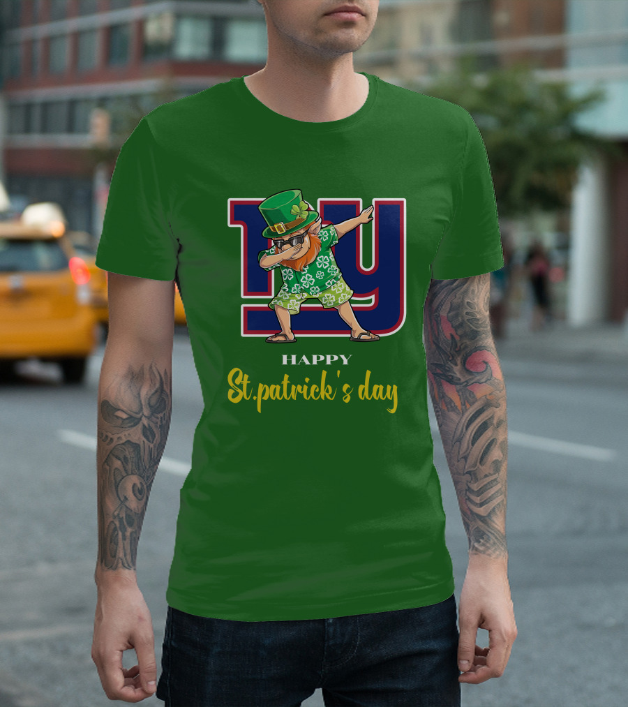 Happy St. Patrick's Day New York Giants Dabbing Leprechaun T-Shirt