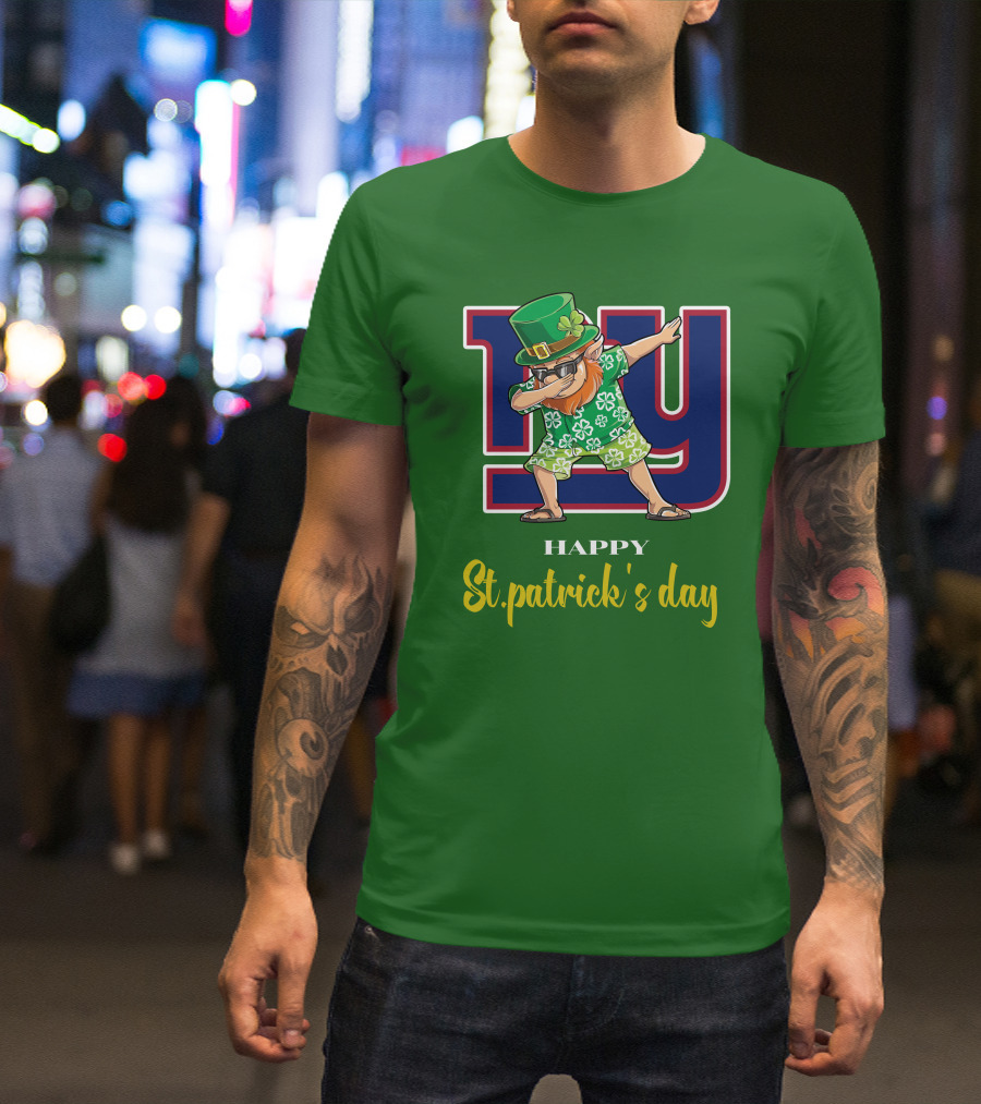 Happy St. Patrick's Day New York Giants Dabbing Leprechaun T-Shirt