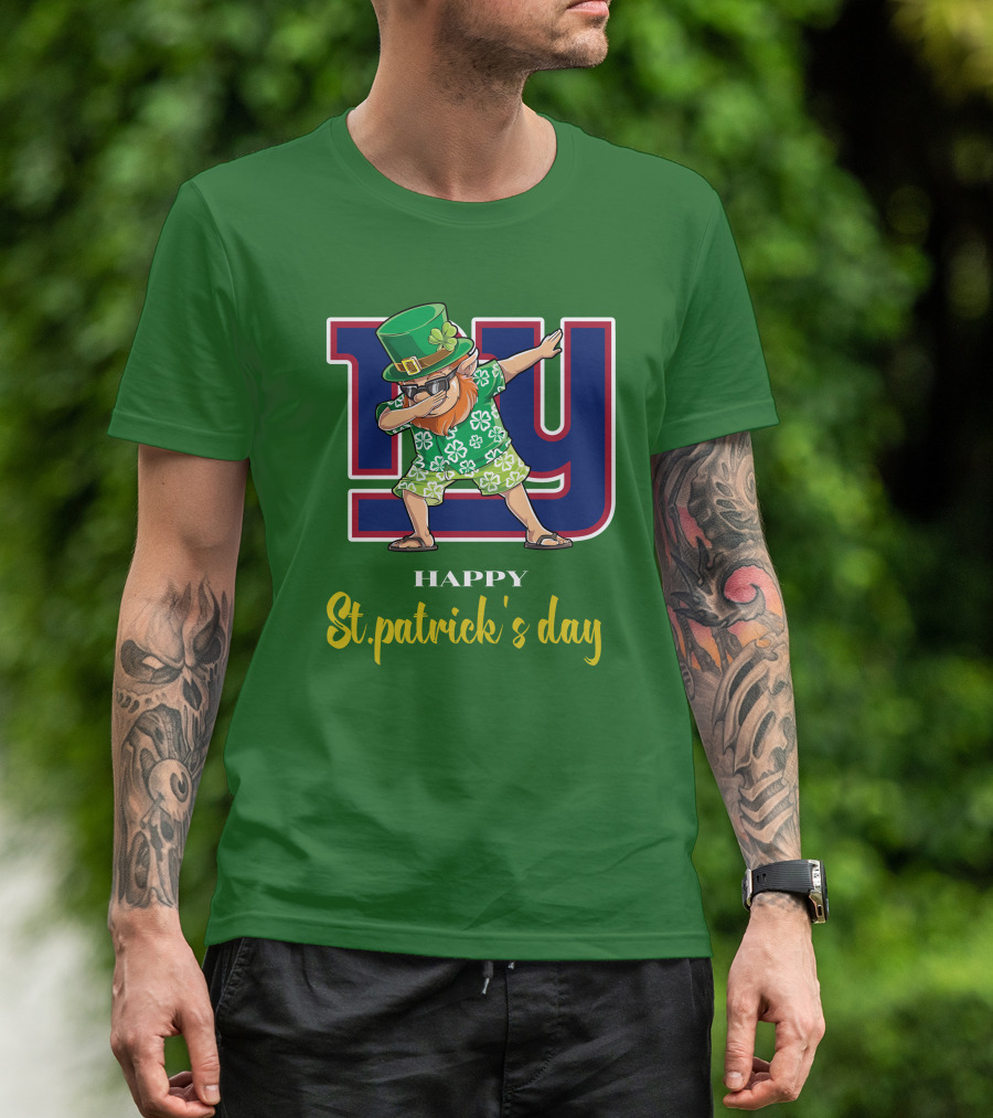 Happy St. Patrick's Day New York Giants Dabbing Leprechaun T-Shirt