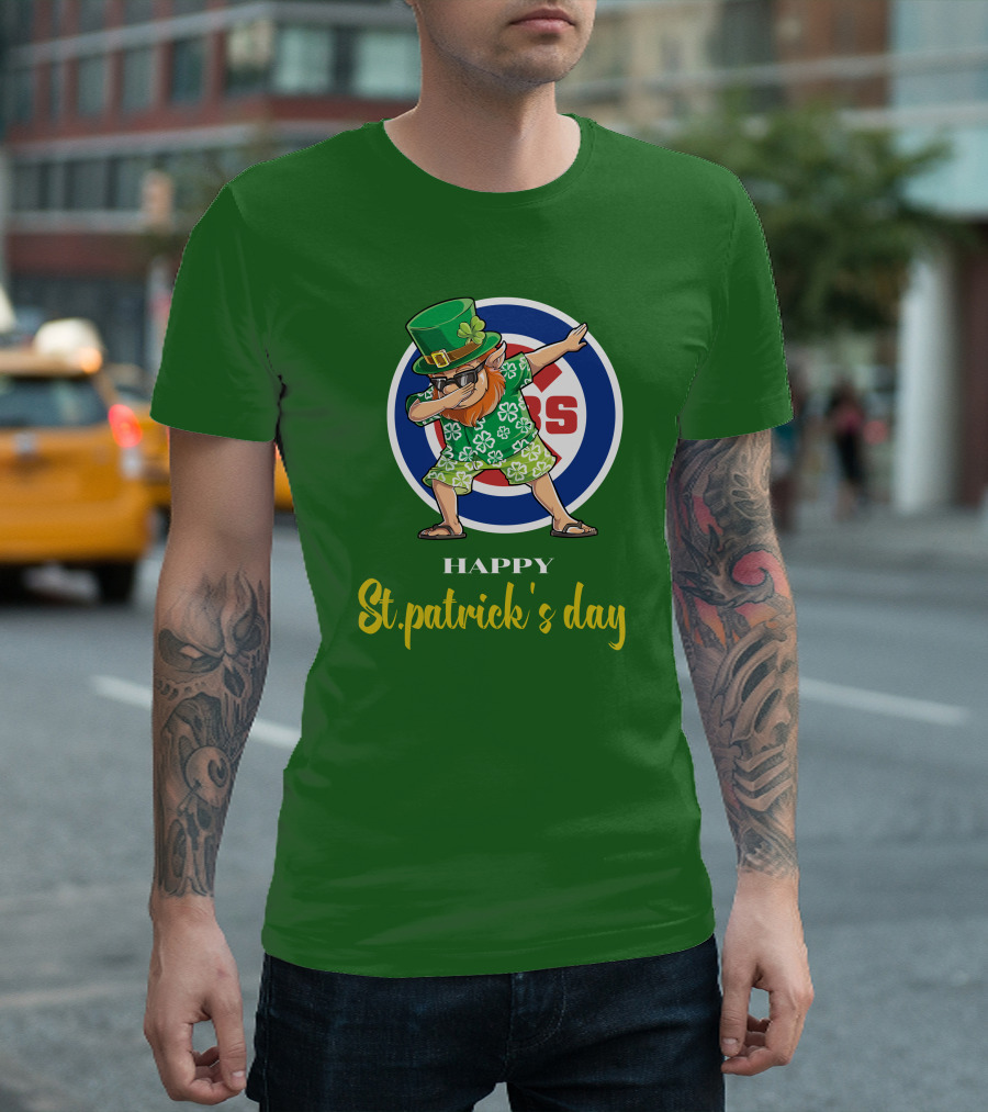 Happy St. Patrick's Day Chicago Cubs Dabbing Leprechaun T-Shirt
