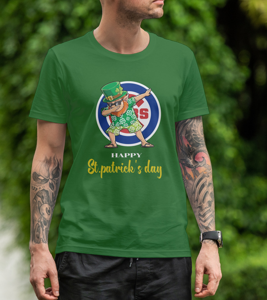 Happy St. Patrick's Day Chicago Cubs Dabbing Leprechaun T-Shirt