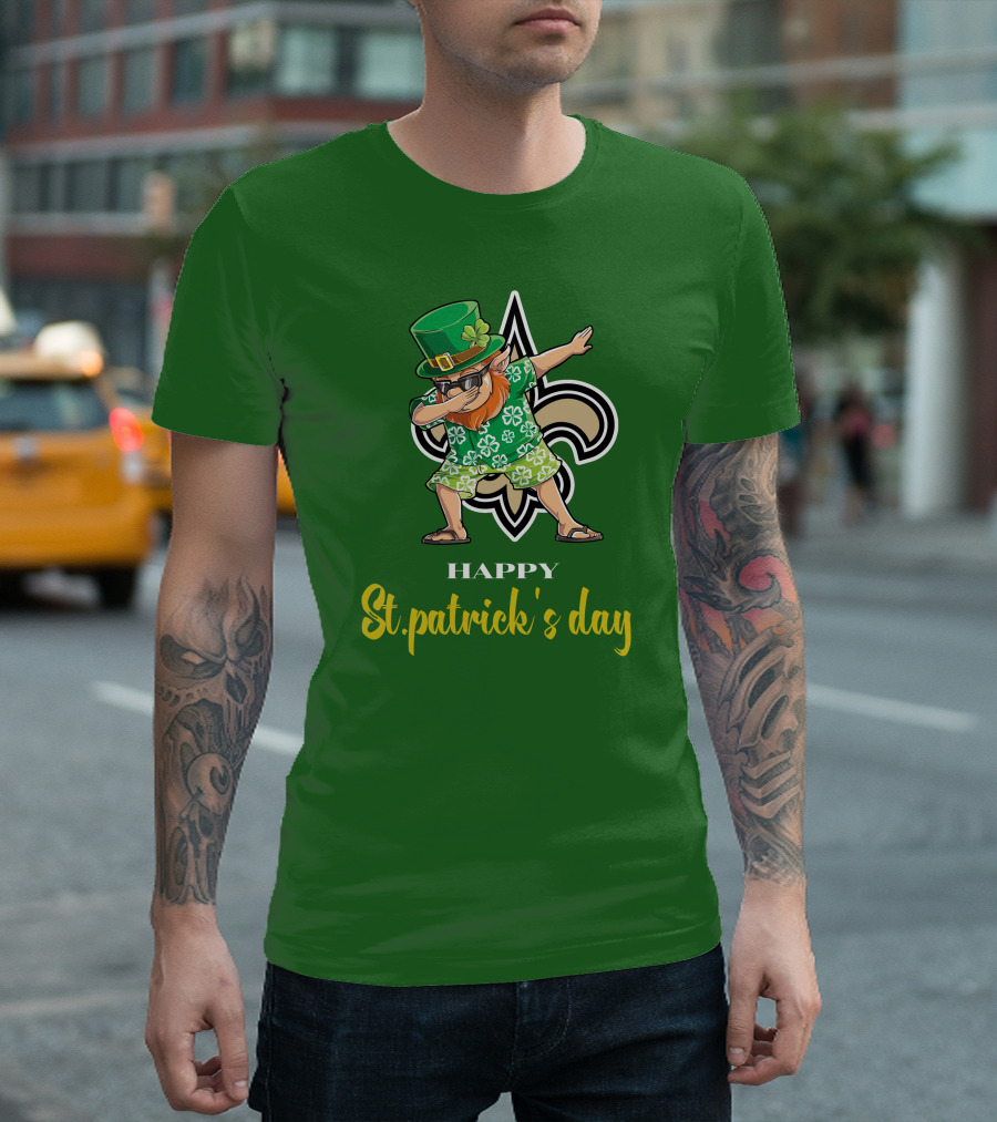 Happy St. Patrick's Day New Orleans Saints Dabbing Leprechaun T-Shirt