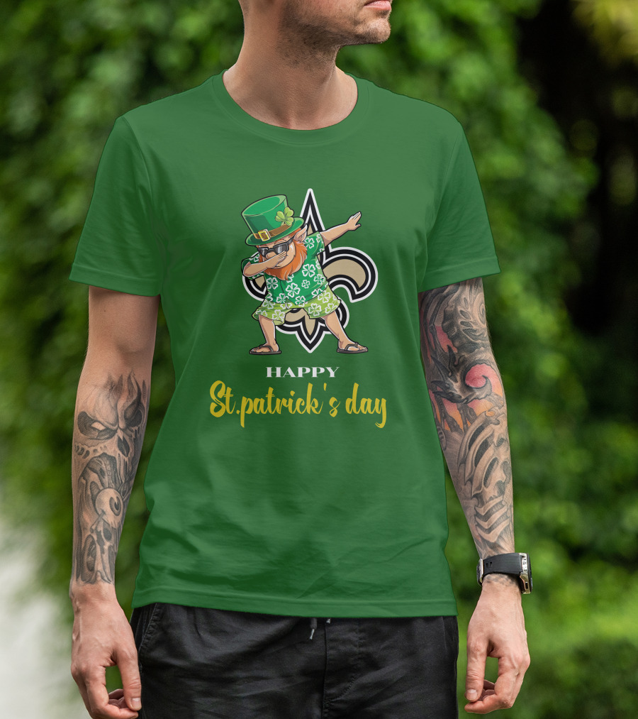 Happy St. Patrick's Day New Orleans Saints Dabbing Leprechaun T-Shirt