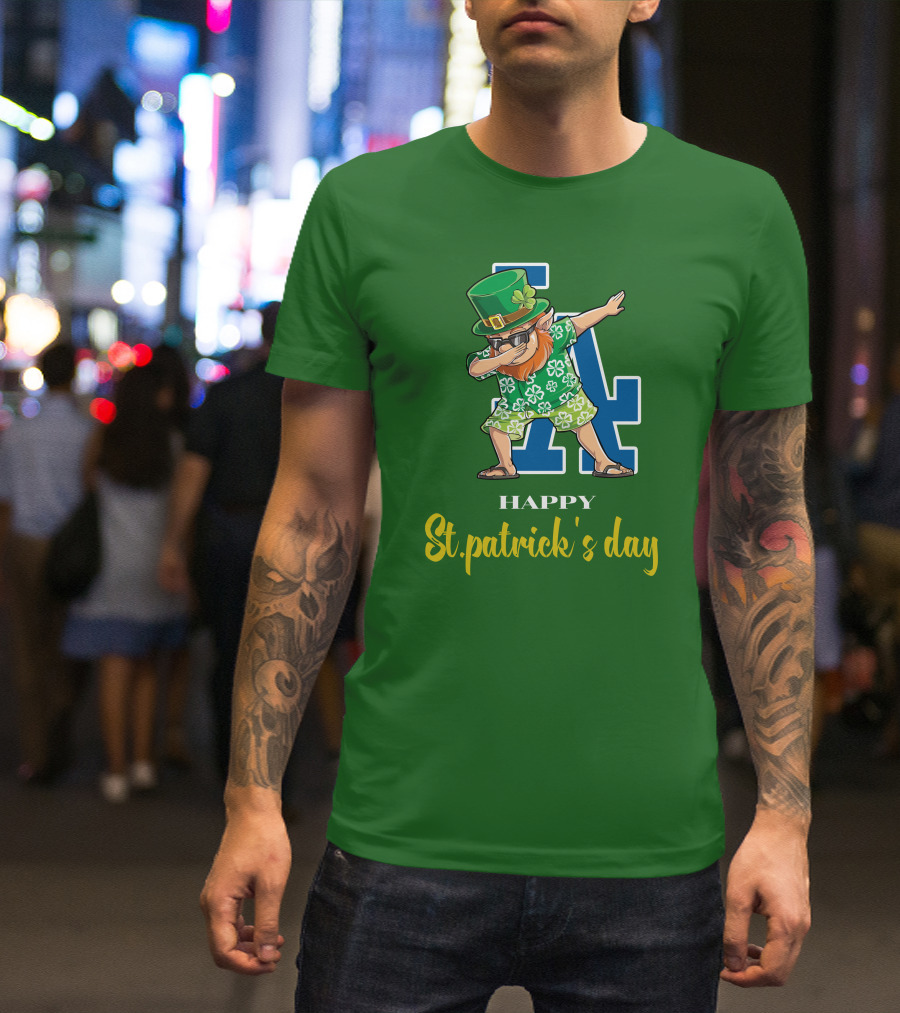 Happy St. Patrick's Day Los Angeles Dodgers Dabbing Leprechaun T-Shirt