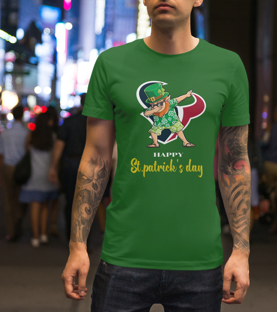 Houston Texans Happy St. Patrick's Day Dabbing Leprechaun T-Shirt