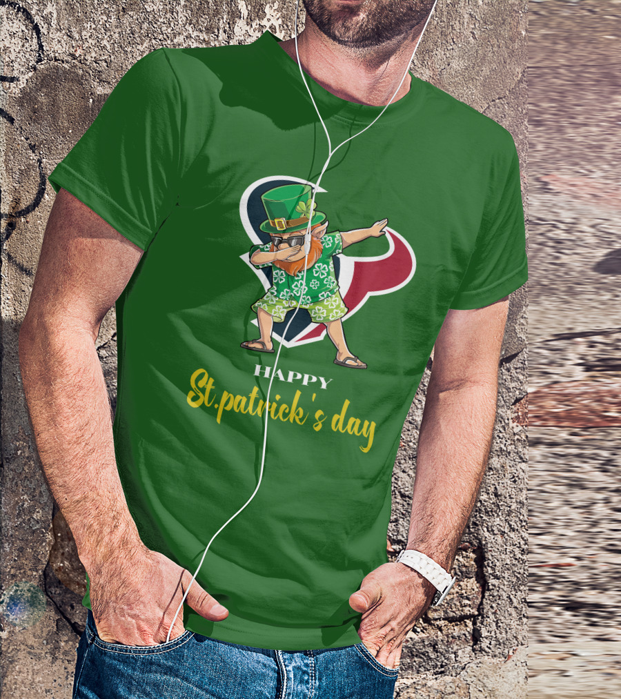 Houston Texans Happy St. Patrick's Day Dabbing Leprechaun T-Shirt