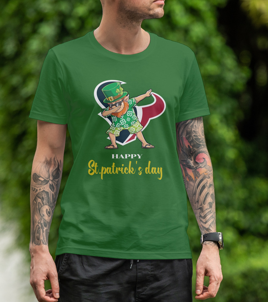 Houston Texans Happy St. Patrick's Day Dabbing Leprechaun T-Shirt