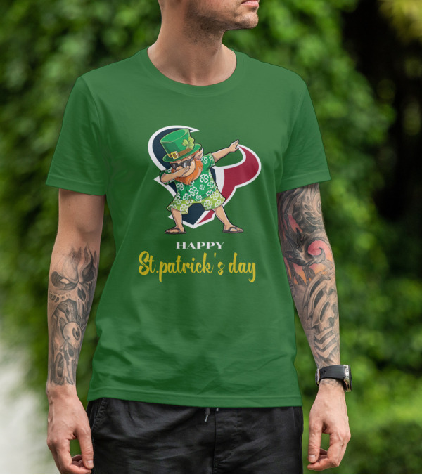 Houston Texans Happy St. Patrick's Day Dabbing Leprechaun T-Shirt