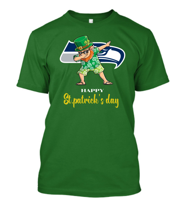 Seattle Seahawks Happy St. Patrick's Day Dabbing Leprechaun T-Shirt