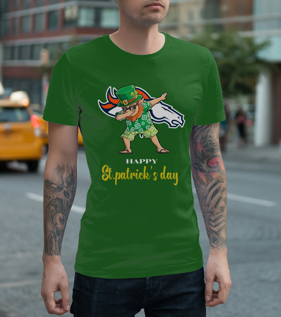 Happy St. Patrick's Day Denver Broncos Dabbing Leprechaun T-Shirt