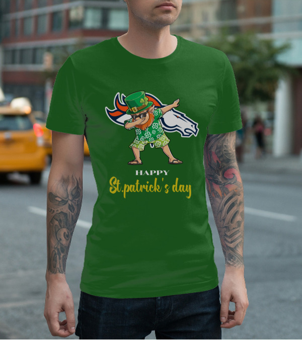 Happy St. Patrick's Day Denver Broncos Dabbing Leprechaun T-Shirt