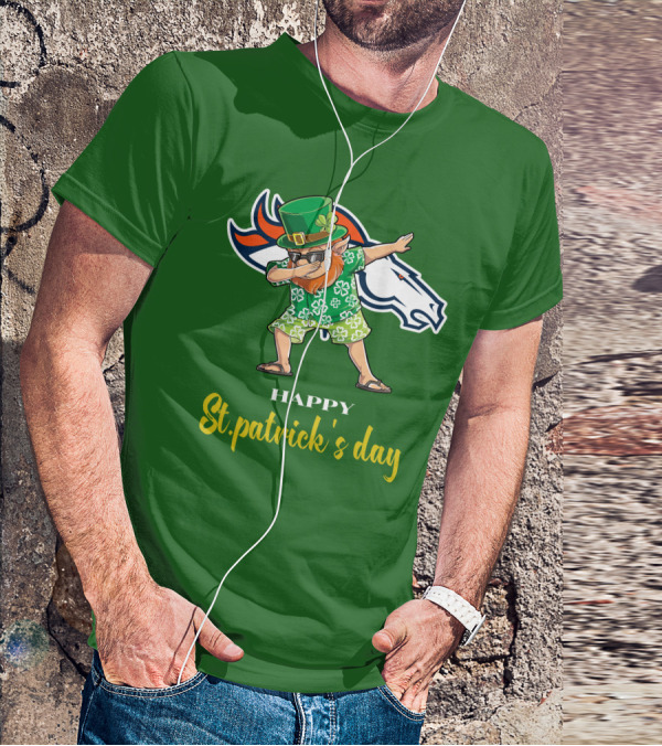 Happy St. Patrick's Day Denver Broncos Dabbing Leprechaun T-Shirt