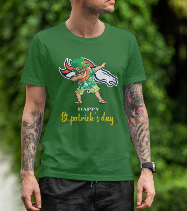 Happy St. Patrick's Day Denver Broncos Dabbing Leprechaun T-Shirt