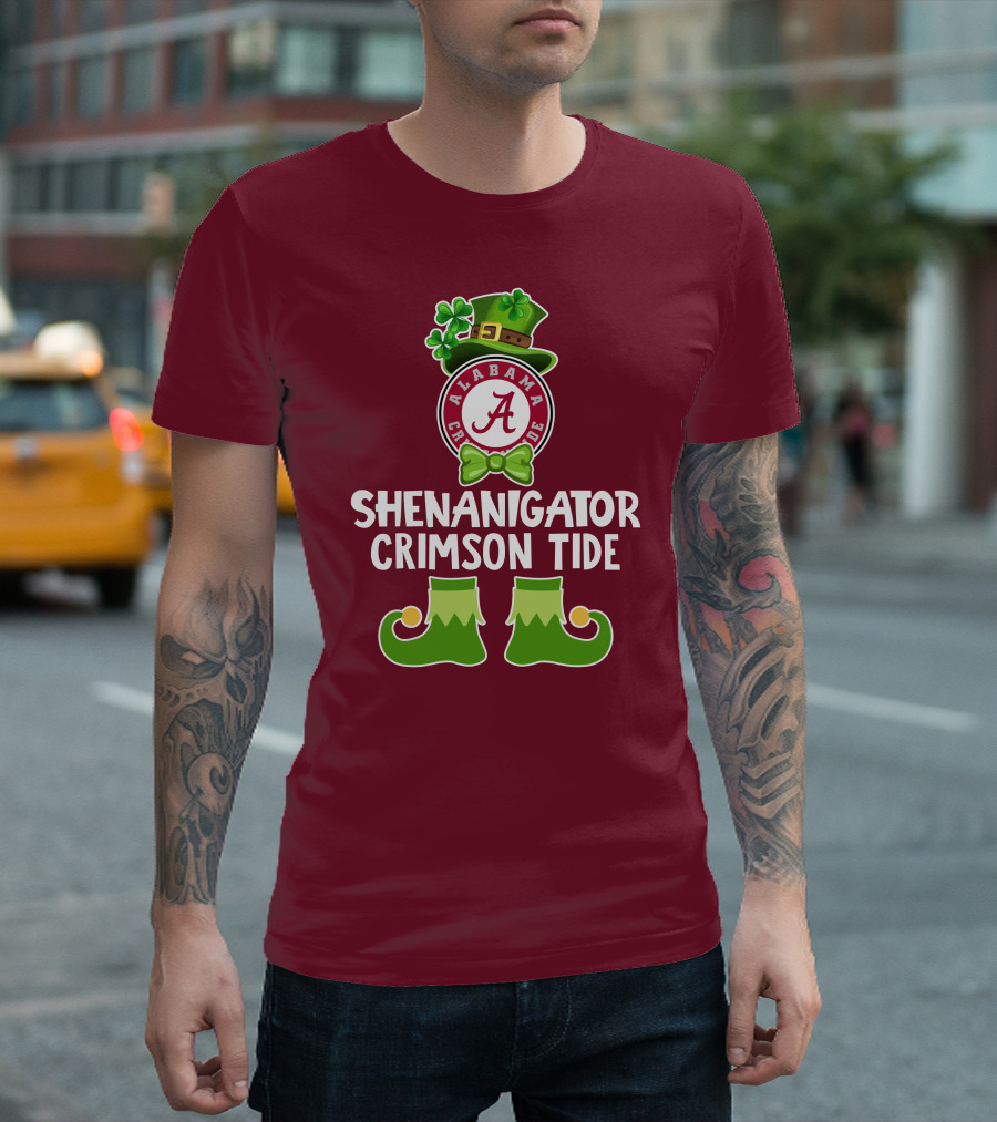 Shenanigator Alabama Crimson Tide St. Patrick's Day Funny Leprechaun T-Shirt