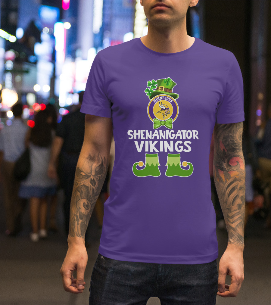 Shenanigator Minnesota Vikings St. Patrick's Day Funny Leprechaun T-Shirt