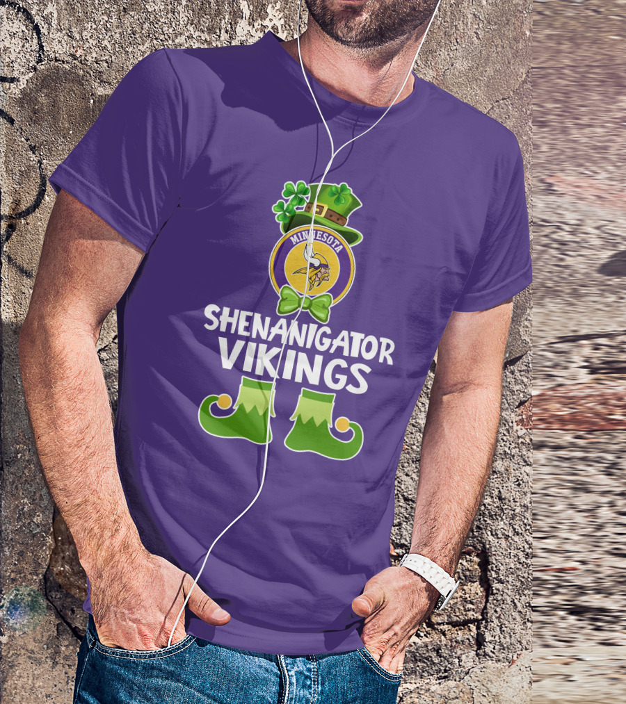 Shenanigator Minnesota Vikings St. Patrick's Day Funny Leprechaun T-Shirt
