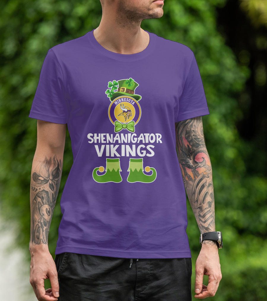 Shenanigator Minnesota Vikings St. Patrick's Day Funny Leprechaun T-Shirt