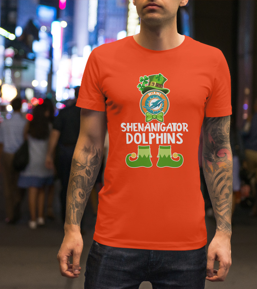 Shenanigator Miami Dolphins St. Patrick's Day Funny Leprechaun T-Shirt