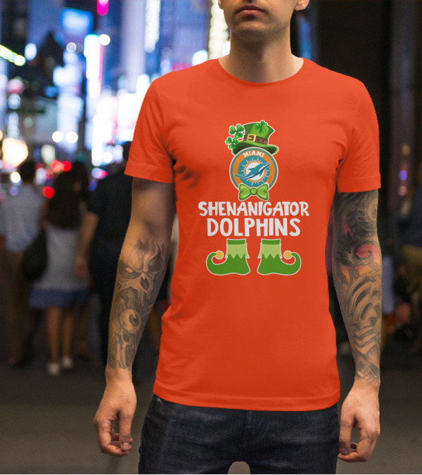 Shenanigator Miami Dolphins St. Patrick's Day Funny Leprechaun T-Shirt
