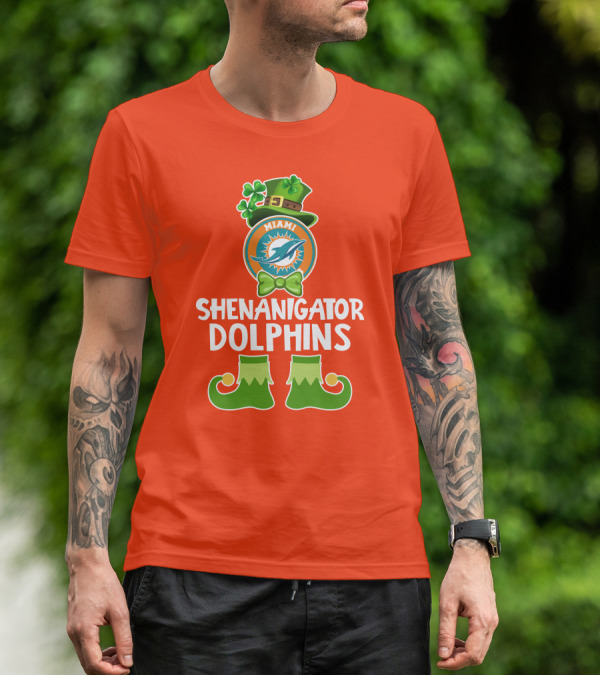 Shenanigator Miami Dolphins St. Patrick's Day Funny Leprechaun T-Shirt