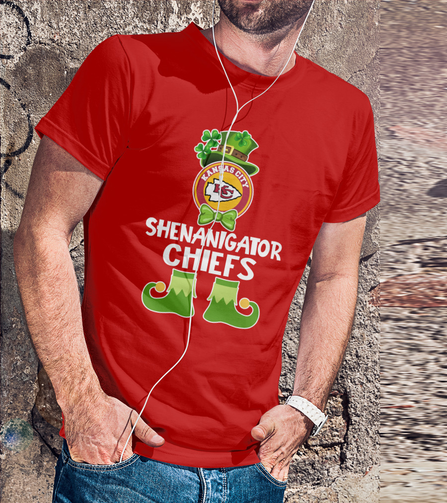 Kansas City Chiefs Shenanigator Leprechaun St. Patrick's Day Fun T-Shirt