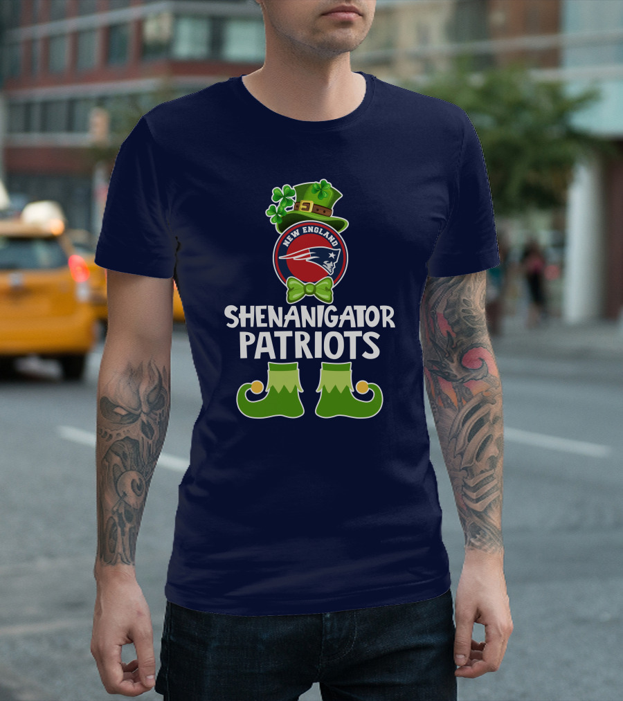 Funny Leprechaun St. Patrick's Day Shenanigator New England Patriots T-Shirt