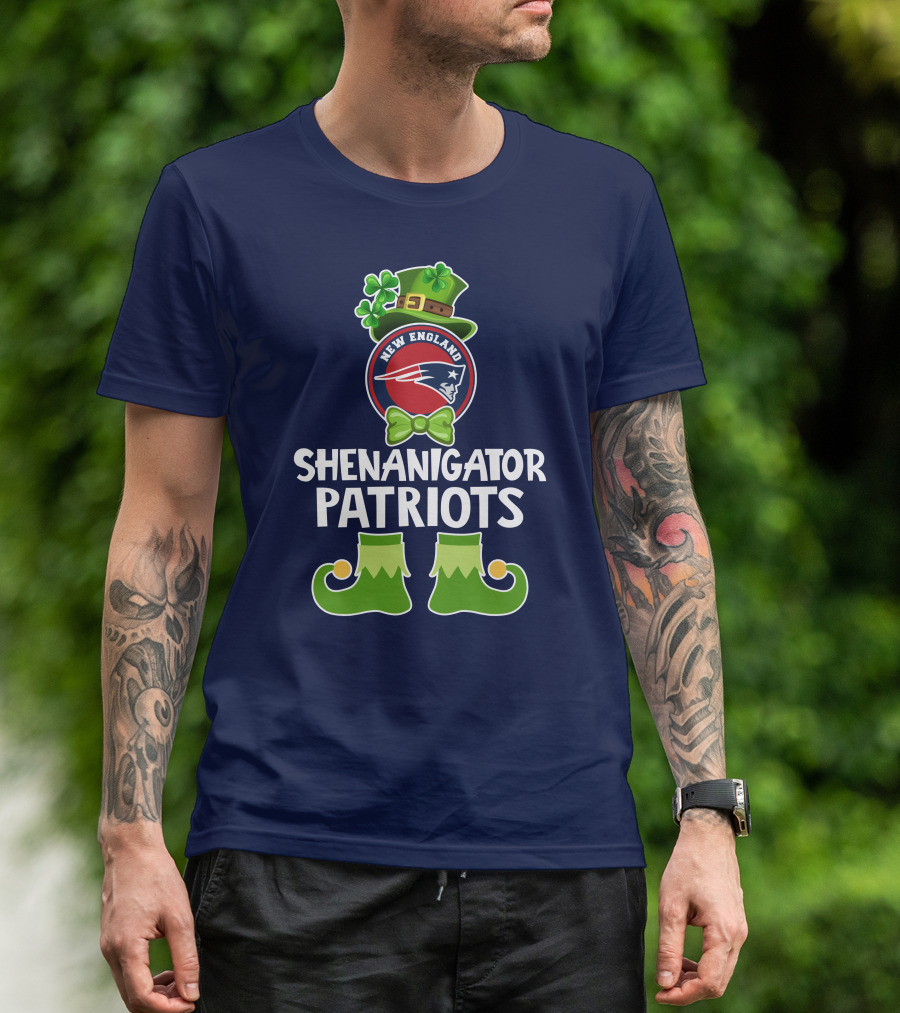 Funny Leprechaun St. Patrick's Day Shenanigator New England Patriots T-Shirt